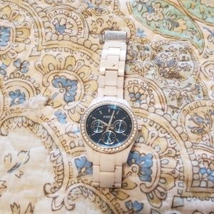 White Fossil watch